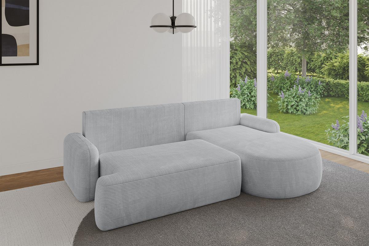 ECKSOFA mit Schlaffunktion und Bettkasten LIRA-L - 264x172x89 Grau - Grau, Holzwerkstoff/Textil (172/264cm) - ALTDECOR