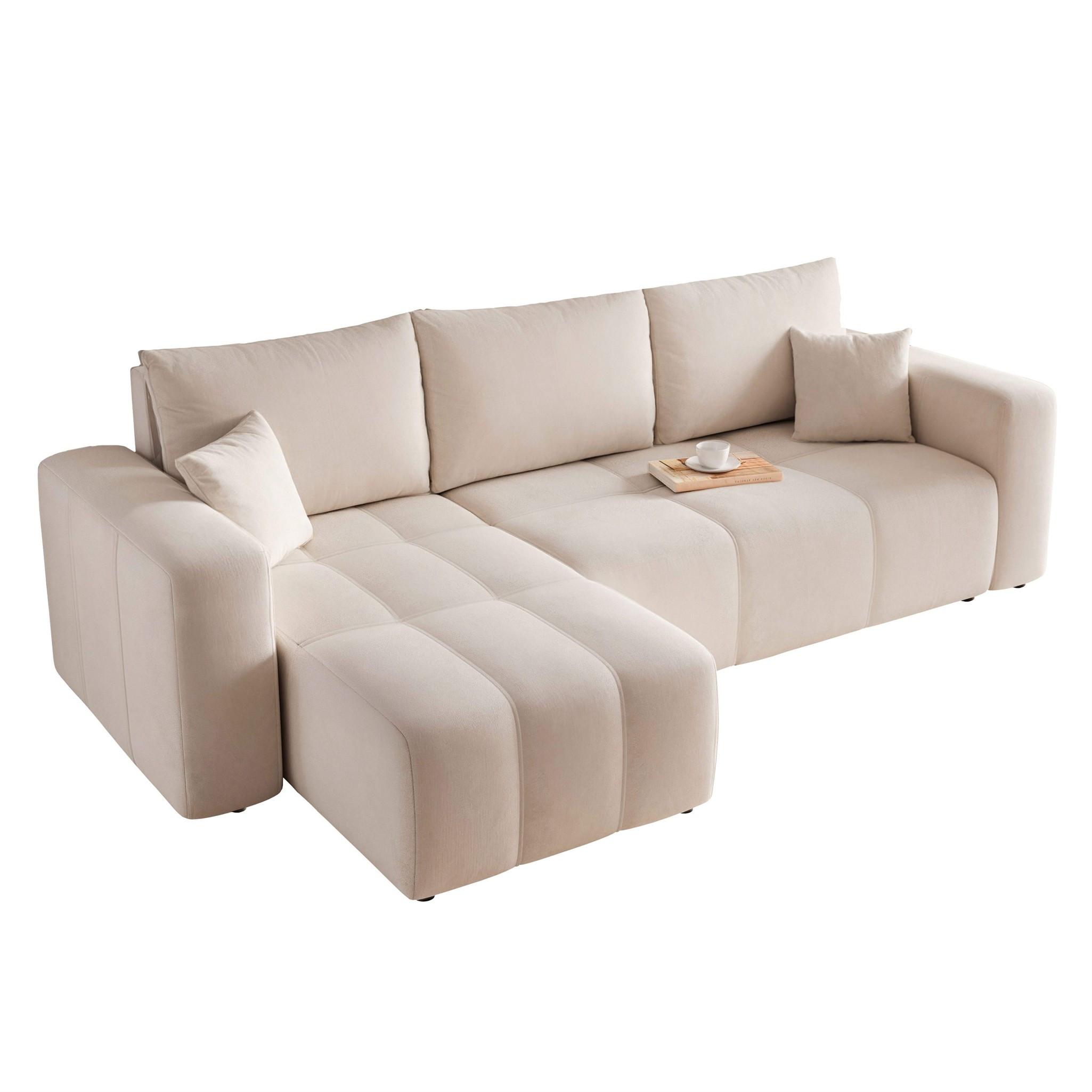 ECKSOFA Leros Mit Schlaffunktion - Beige, Holzwerkstoff/Textil (248/145cm) - Fun Möbel