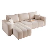ECKSOFA Leros Mit Schlaffunktion - Beige, Holzwerkstoff/Textil (248/145cm) - Fun Möbel
