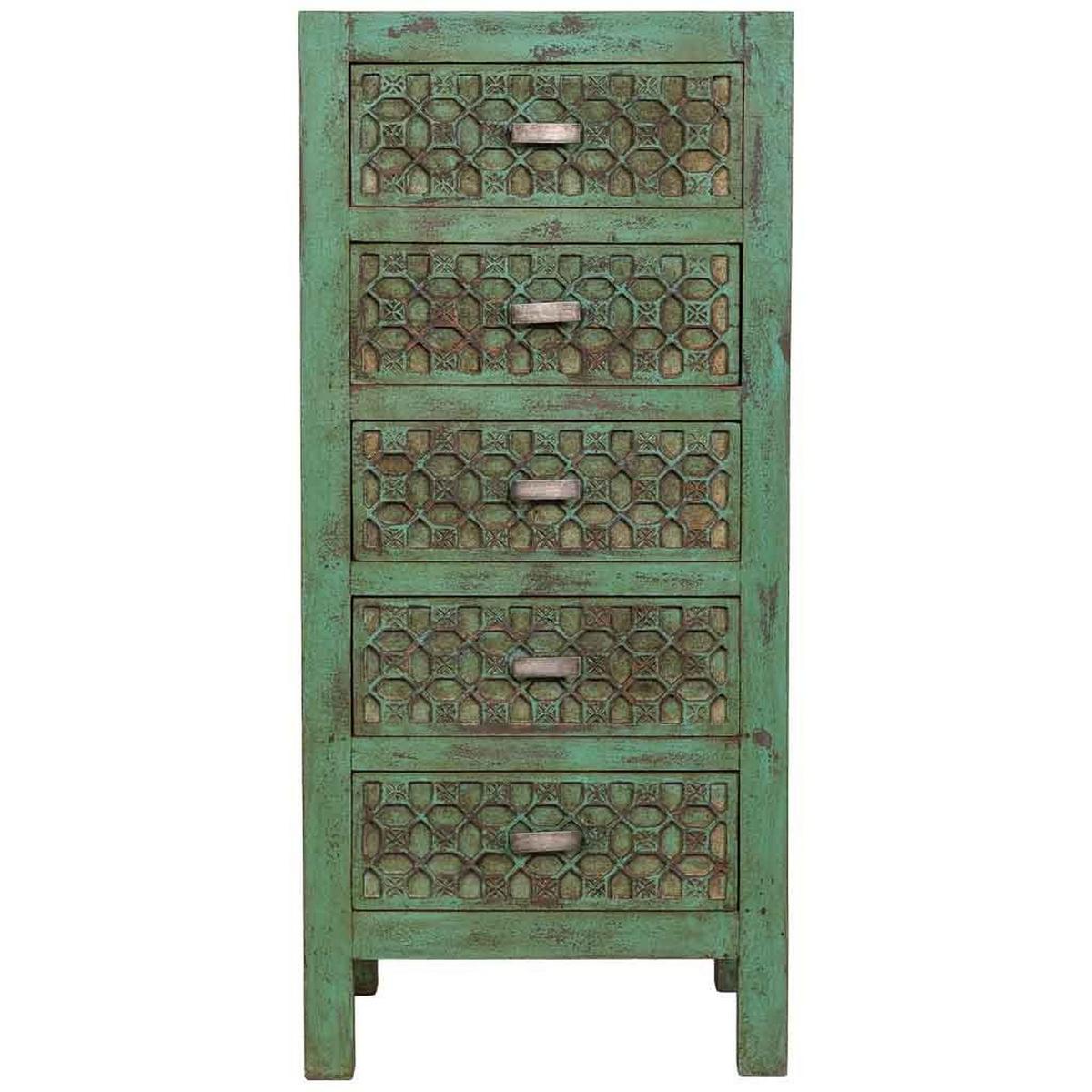 KOMMODE aus holz 50x40x110cm - Grün, Holz (50/110/40cm) - Wanderlust