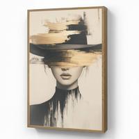 WANDLEUCHTE MIT AKKU Frau - Hut - Farbe 70x100 cm - Creme, Holzwerkstoff (70/100/8cm) - OnlyWow