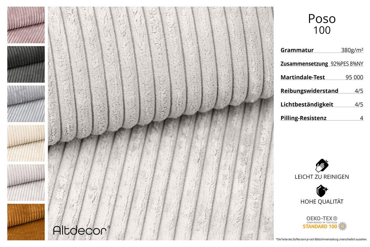 ECKSOFA modulares Sofa Darnel-L1 - 205x177x70 cm Creme - Hellgrau/Creme, Holzwerkstoff/Textil (205/177cm) - ALTDECOR