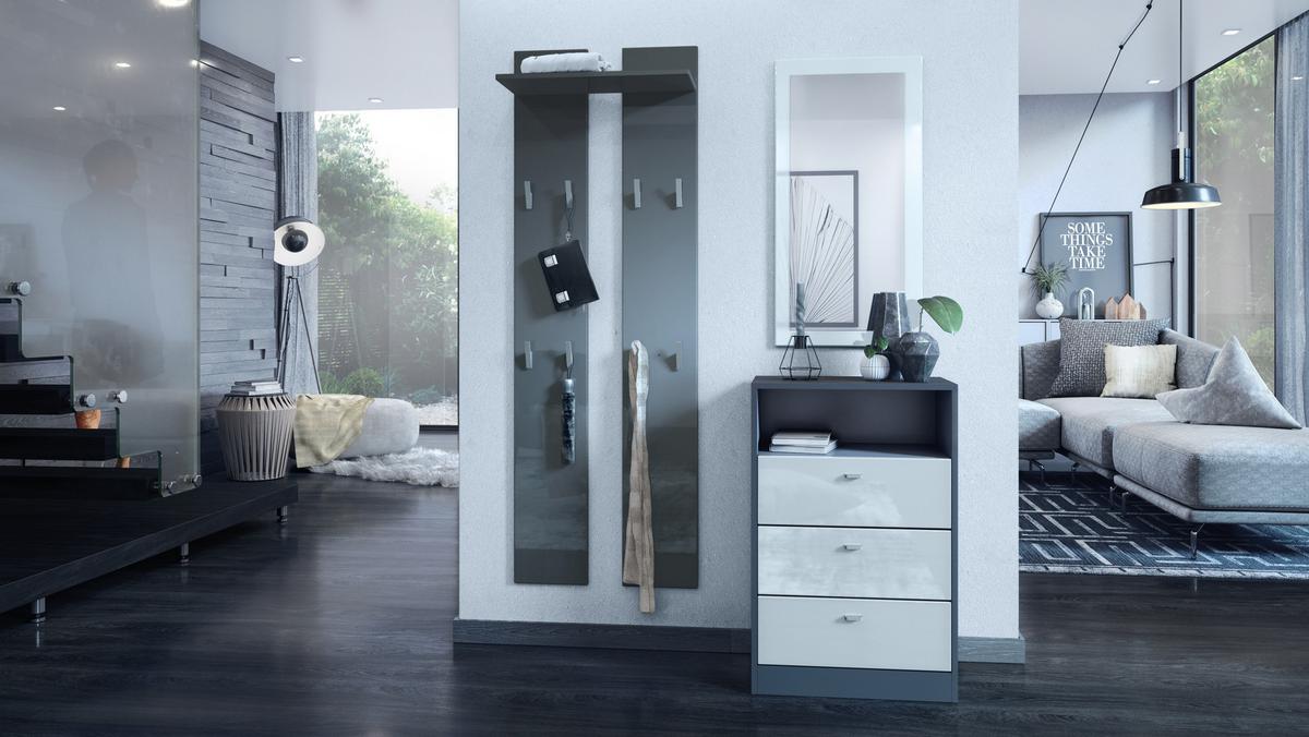 GARDEROBENPANEEL Wandpaneel Grau Hochglanz - Grau, Holzwerkstoff (57/170/20cm) - Vladon
