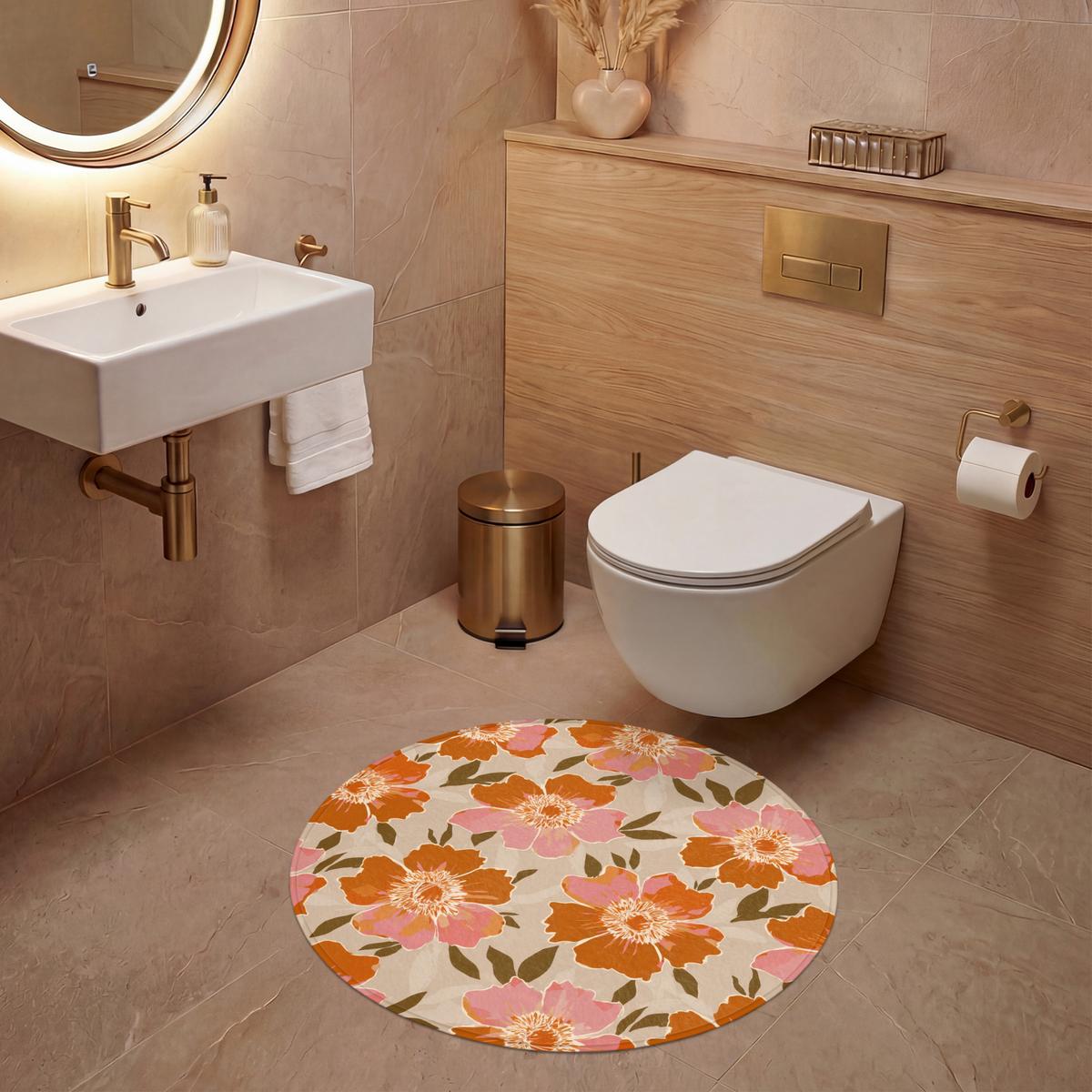 WC-VORLEGER Blumen - Motiv - Retro Toilettenteppich 70x70 cm - Multicolor, Textil (70/1cm) - OnlyWow