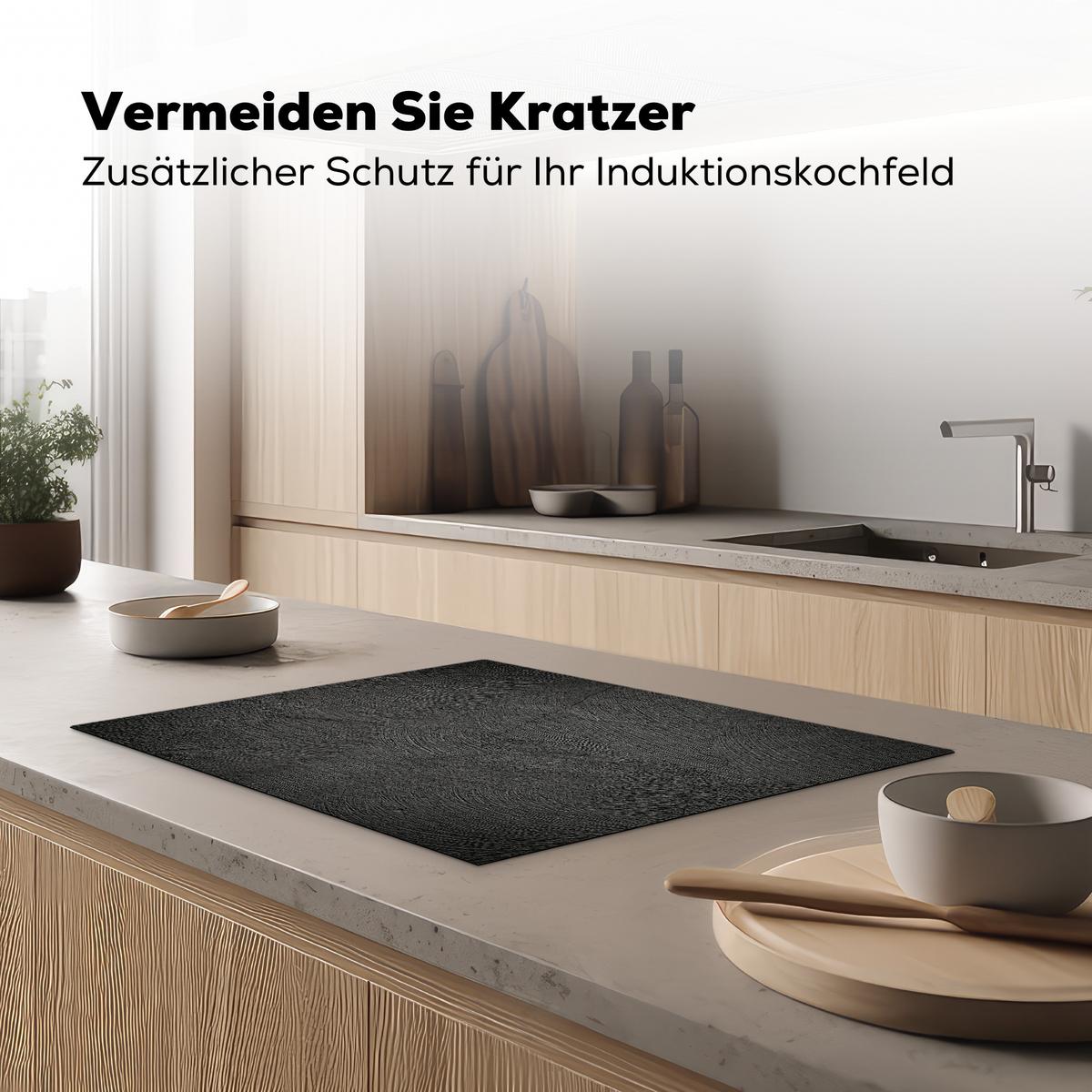 HERDABDECKPLATTE Beton - Schwarz - Industriell Induktionsmatte 71x52 cm - Anthrazit, Kunststoff (71/52/0.2cm) - MuchoWow