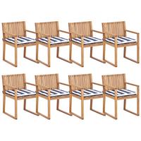 GARTENSTUHL 8er Set Marineblau Sassari II - Hellbraun/Blau, Holz (54/80/59cm) - Beliani
