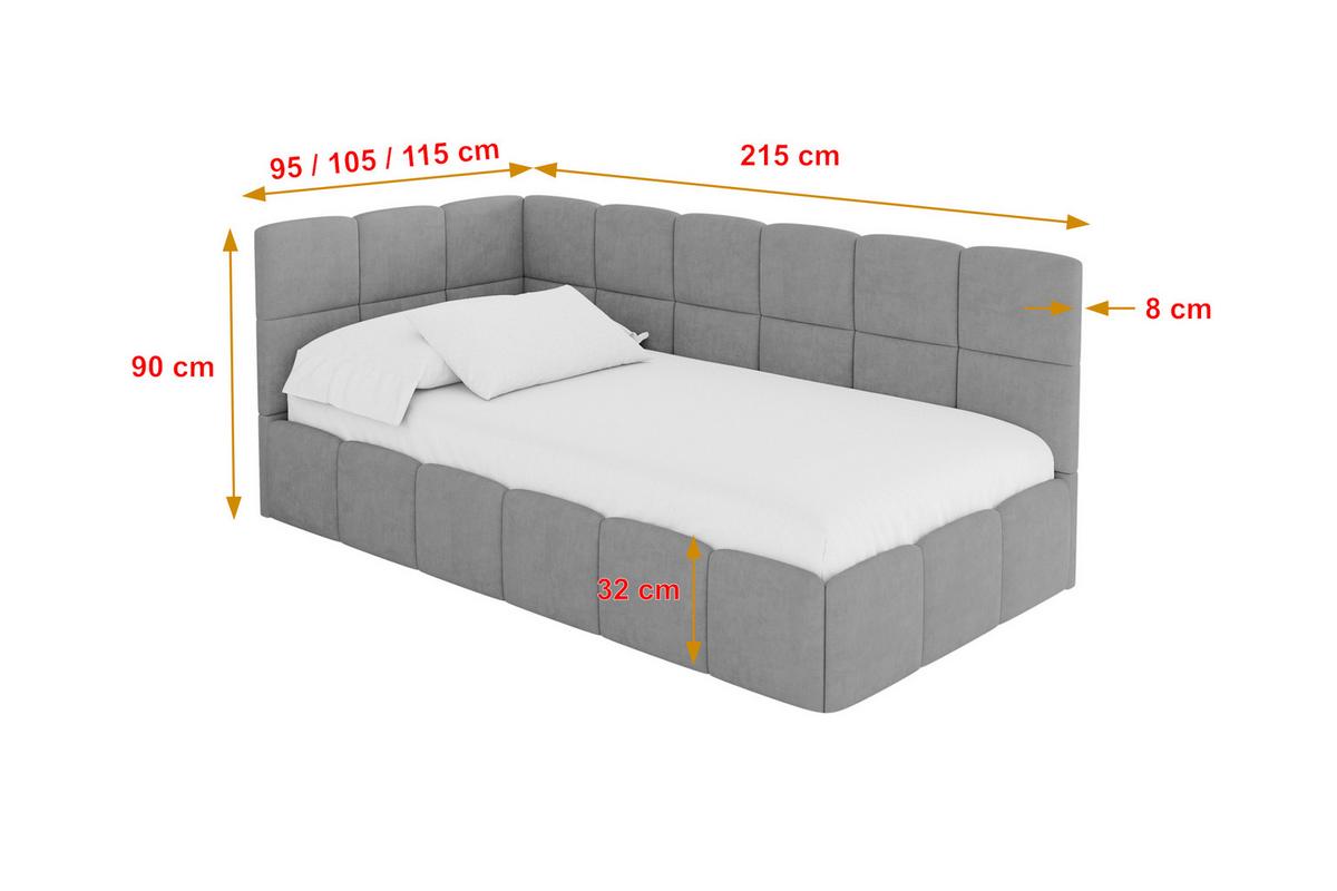 EINZELBETT Jugendbett mit Bettkasten Rechts, mit Matratze - LIVY 100x200 Grau - Anthrazit, Holzwerkstoff/Textil (100/200cm) - ALTDECOR