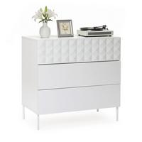 KOMMODE Holz mit 3 Schubladen, Weiß, 80 × 40 × 75 cm - Weiß, Holzwerkstoff/Metall (80/75/40cm) - Hometopia