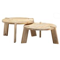 COUCHTISCH 2er Set Mango Massivholz Rund, Hellbraun 53x53x32 cm - Braun, Holz (53/53/32cm) - KADIMA DESIGN