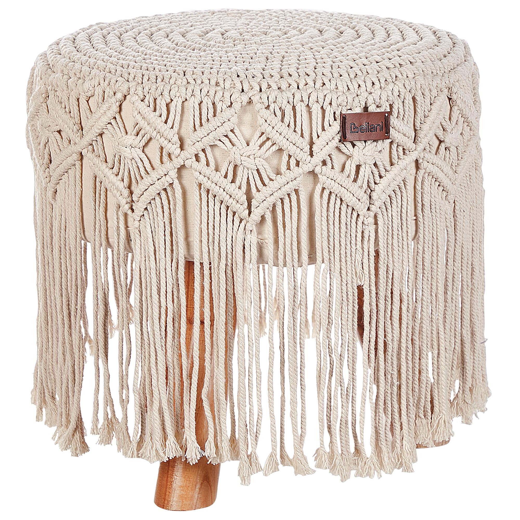HOCKER Beige Nawabad - Beige/Braun, Naturmaterialien (40/40/40cm) - Beliani