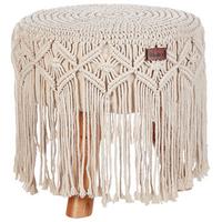 HOCKER Beige Nawabad - Beige/Braun, Naturmaterialien (40/40/40cm) - Beliani