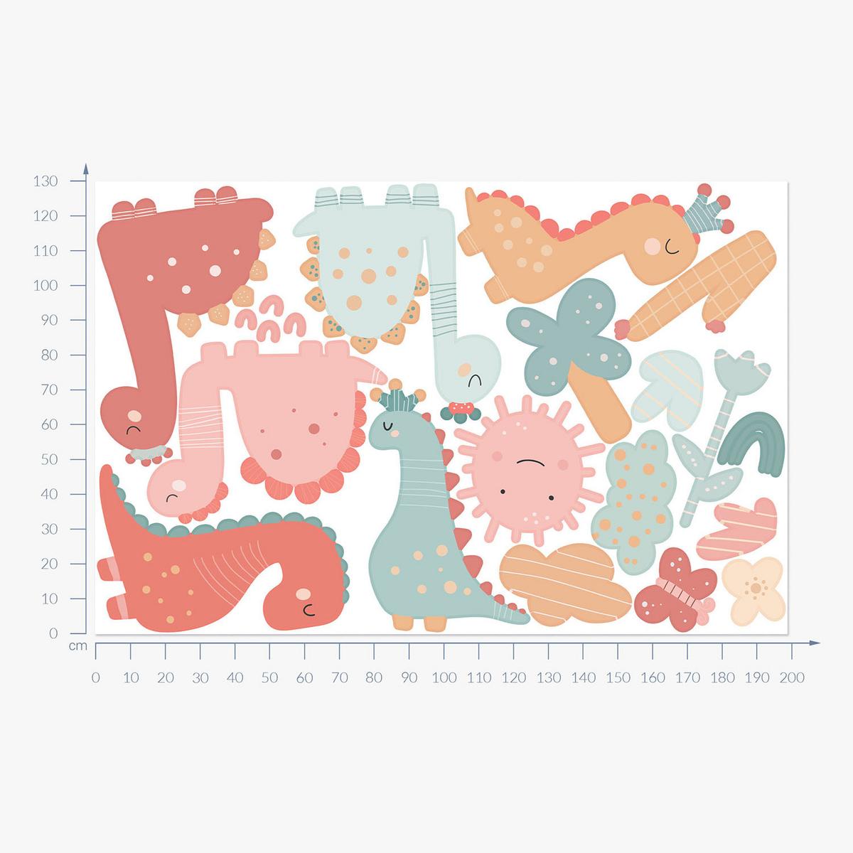 WANDAUFKLEBER 130x199cm - Die Welt der Dinosaurier - Multicolor, Kunststoff (130/199/0.1cm) - Wallfluent