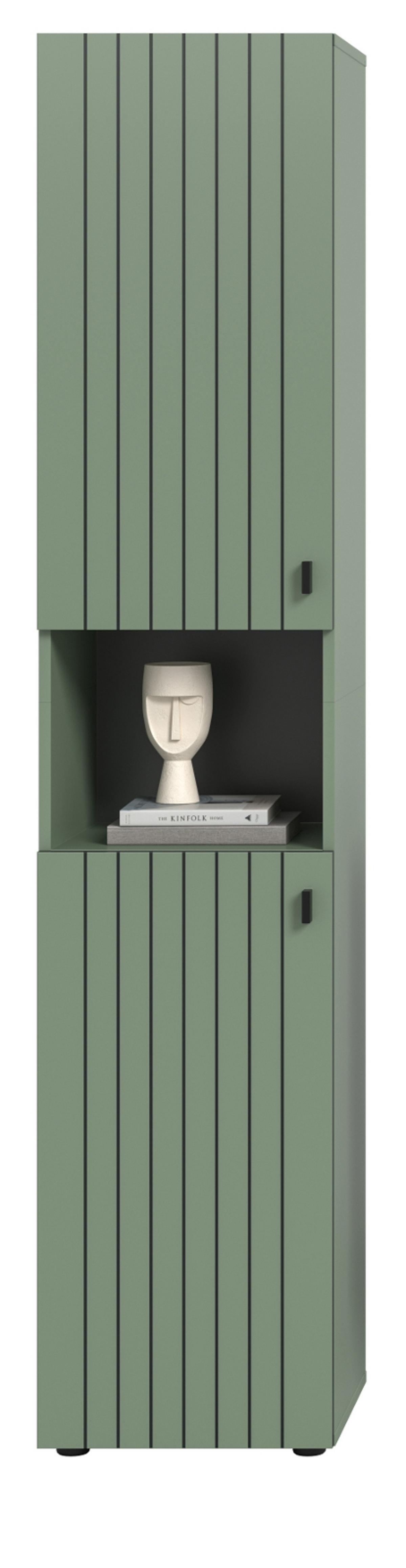 SCHUHSCHRANK grün, Flurschrank 40 x 192 cm, Türanschlag wechselbar - Schwarz/Grün, Holzwerkstoff/Kunststoff (40/192/37cm) - Inn.Furn