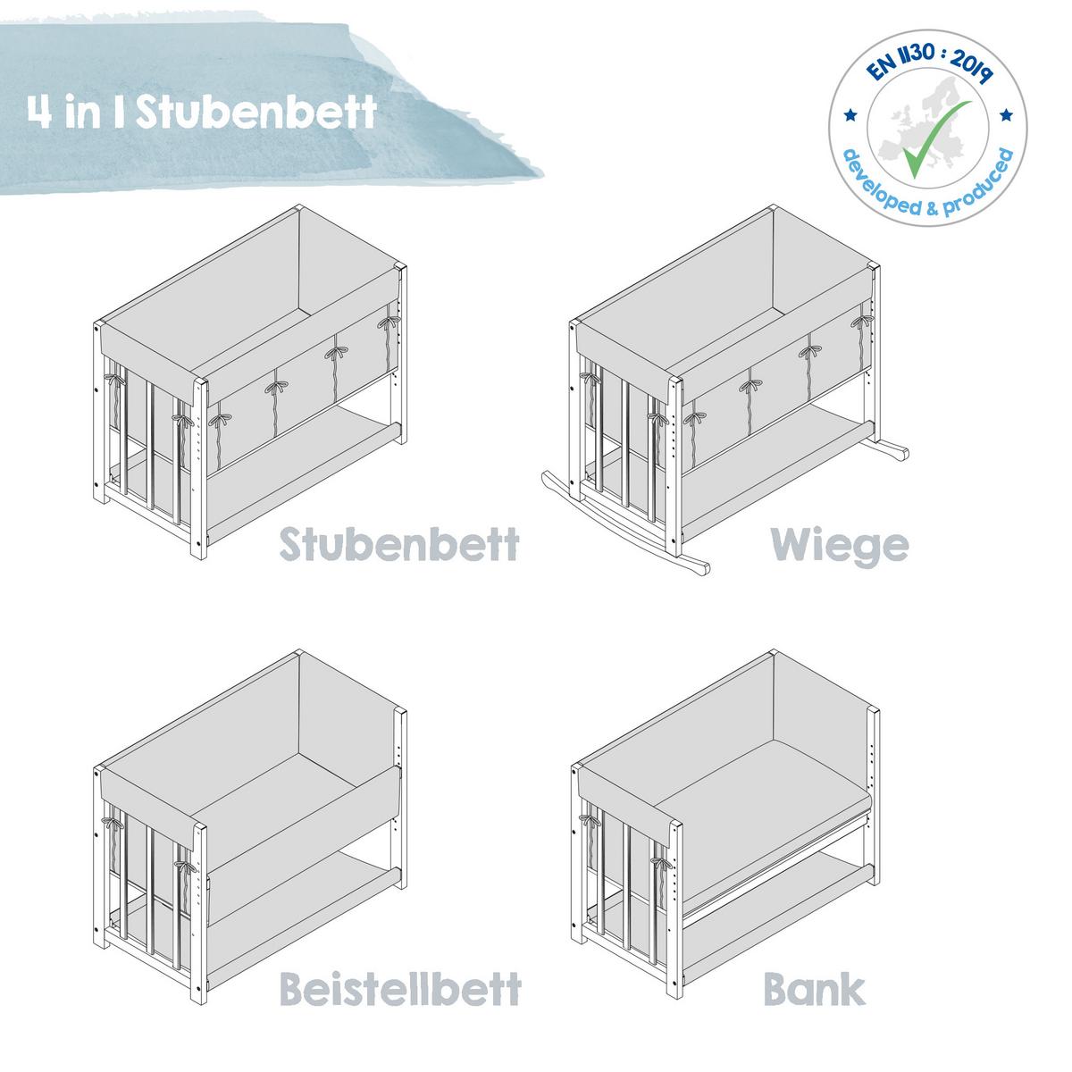 BEISTELLBETT Indibär 4in1 Set 90 x 45 cm - Taupe/Weiß, Holzwerkstoff (45/90cm) - Roba