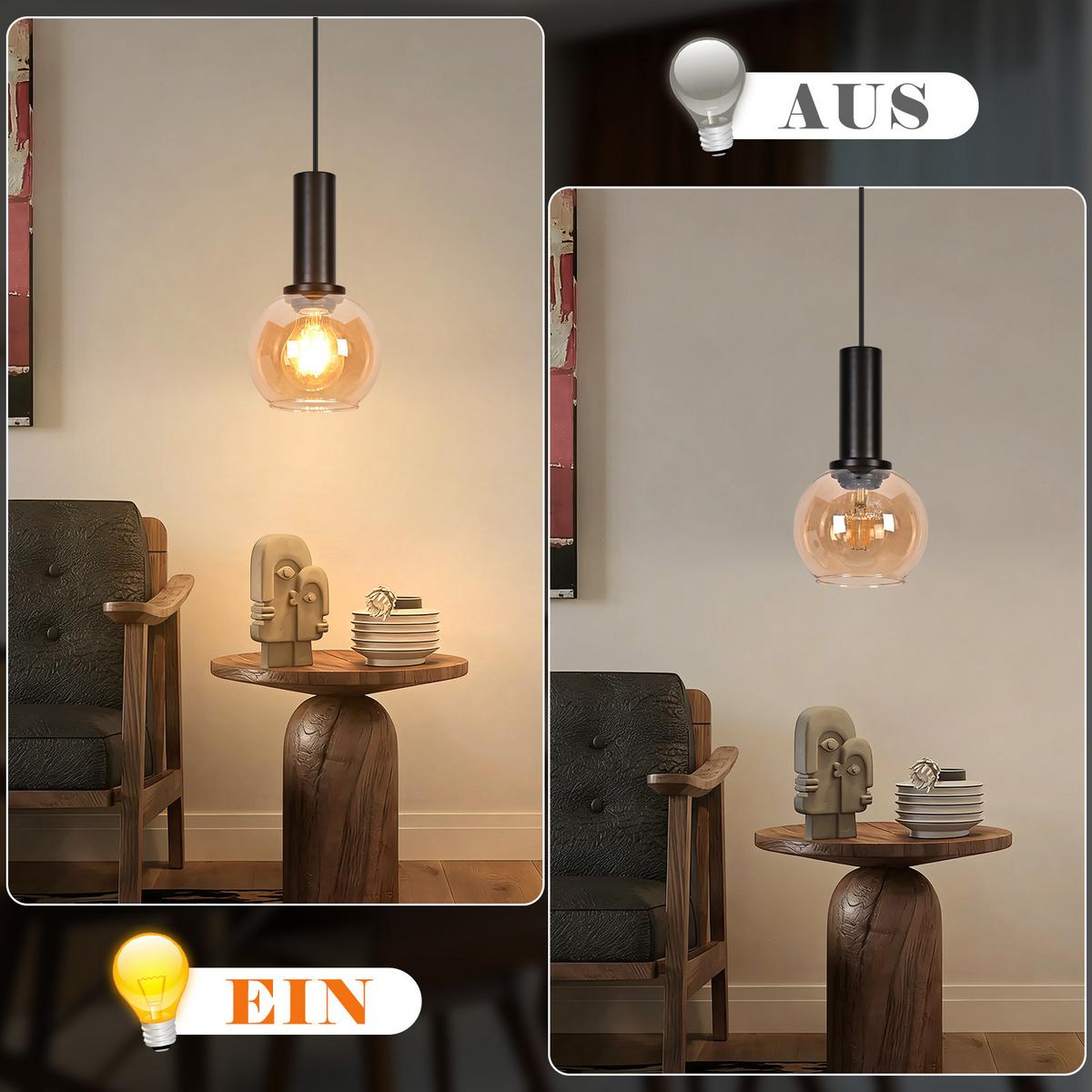 PENDELLEUCHTE Ixeth 10/13/145 cm - Schwarz, Glas/Metall (10/13/145cm) - ZMH