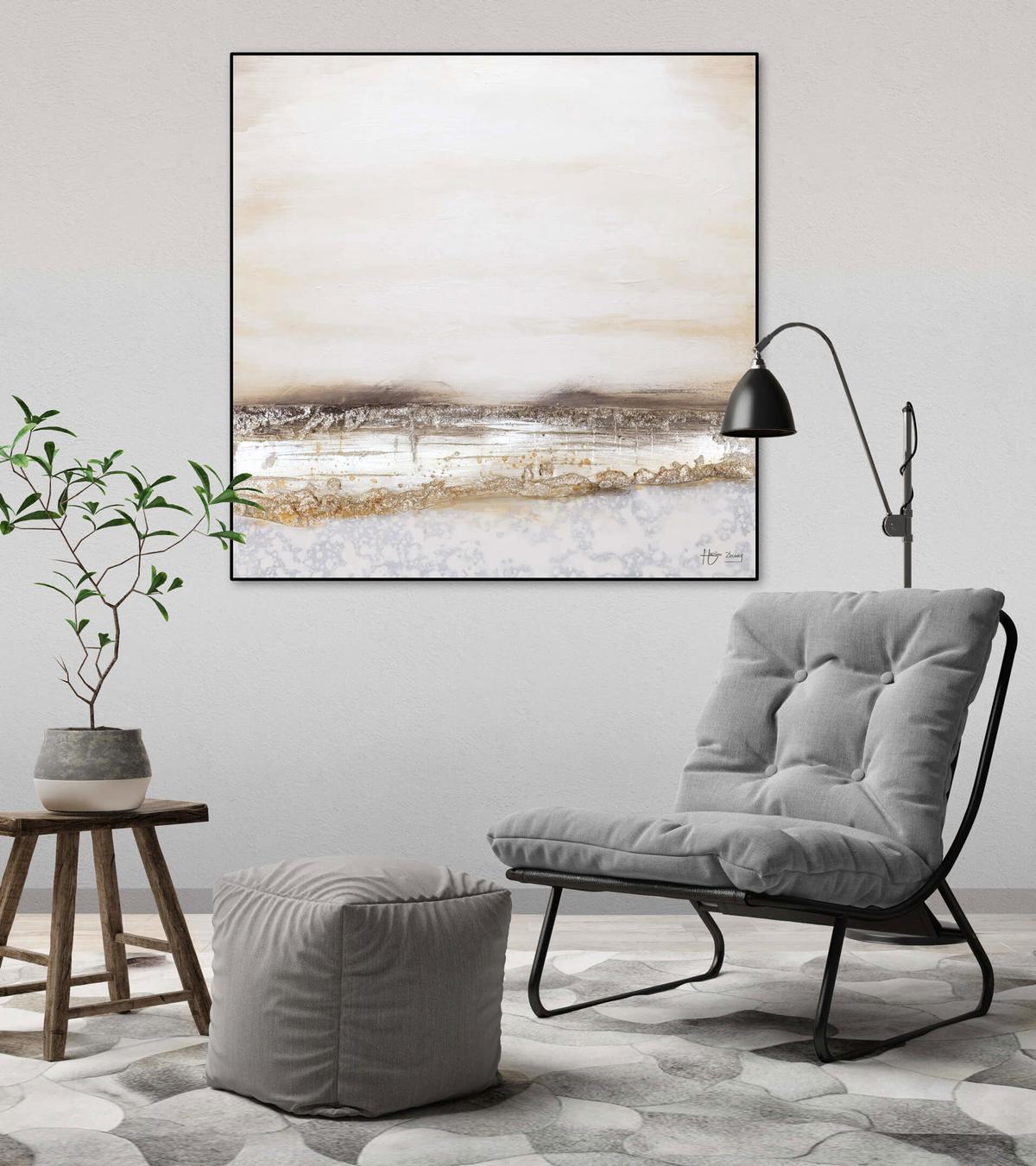 ÖLGEMÄLDE 80/80 cm - Silberfarben/Kupferfarben, Holz/Textil (80/80cm) - KUNSTLOFT