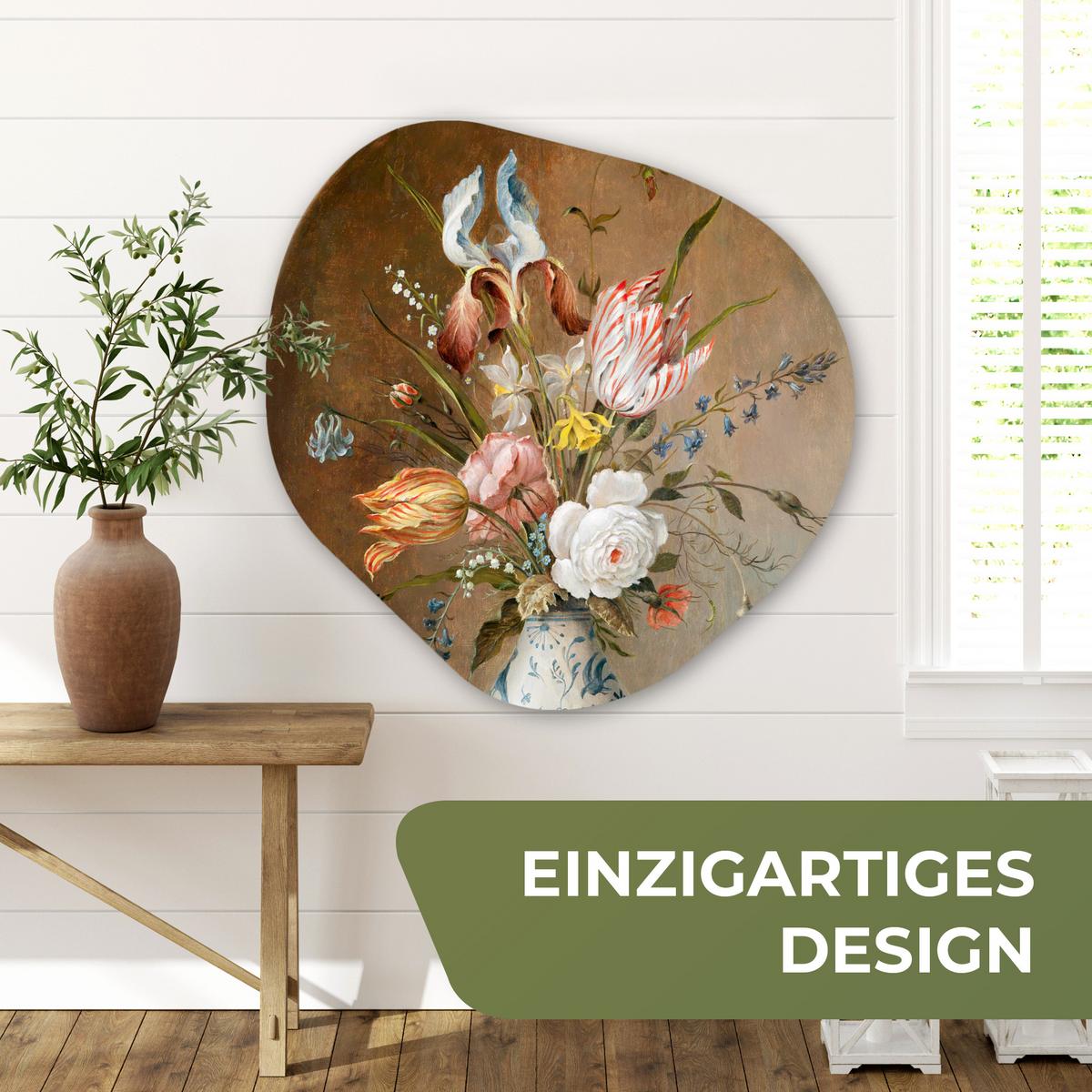 WANDBILD Stilleben mit Blumen - Balthasar van der Ast - Malerei Room Decor 90x90 cm - Sandfarben, Kunststoff (90/90cm) - MuchoWow