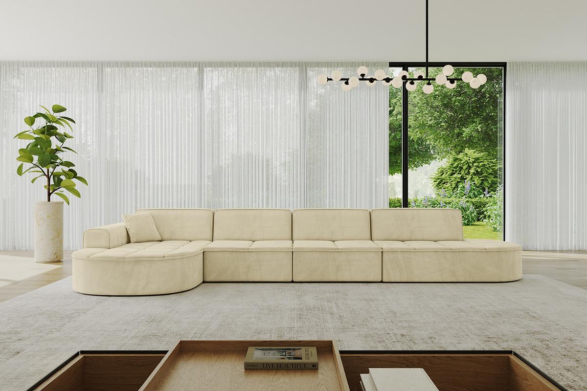 ECKSOFA Ottomane Links TARO-L3 - 413x171x79,5 cm Beige - Beige, Holzwerkstoff/Textil (413/171cm) - ALTDECOR