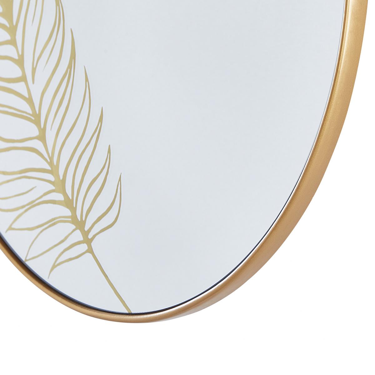 WANDSPIEGEL gold Blattmuster 57 cm Sauvie - Goldfarben, Holzwerkstoff (57/57/3cm) - Beliani