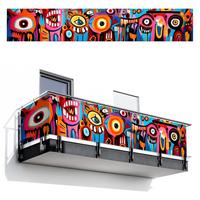 BALKON-SICHTSCHUTZ Abstrakt - Gesicht - Farbenfroh Groß 500x90 cm - Multicolor, Kunststoff (500/90cm) - MuchoWow