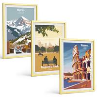 BILDER SET 3er Set - 40x60 cm Goldrahmen - Ouray Mountains London Coliseum - Goldfarben, Kunststoff (40/60cm) - TULUP