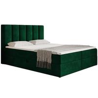 BOXBETT Bonio I 180/200 cm in Grün – mit Bettkasten und Topper - Schwarz/Grün, Holz/Holzwerkstoff (180/200cm) - AX Living