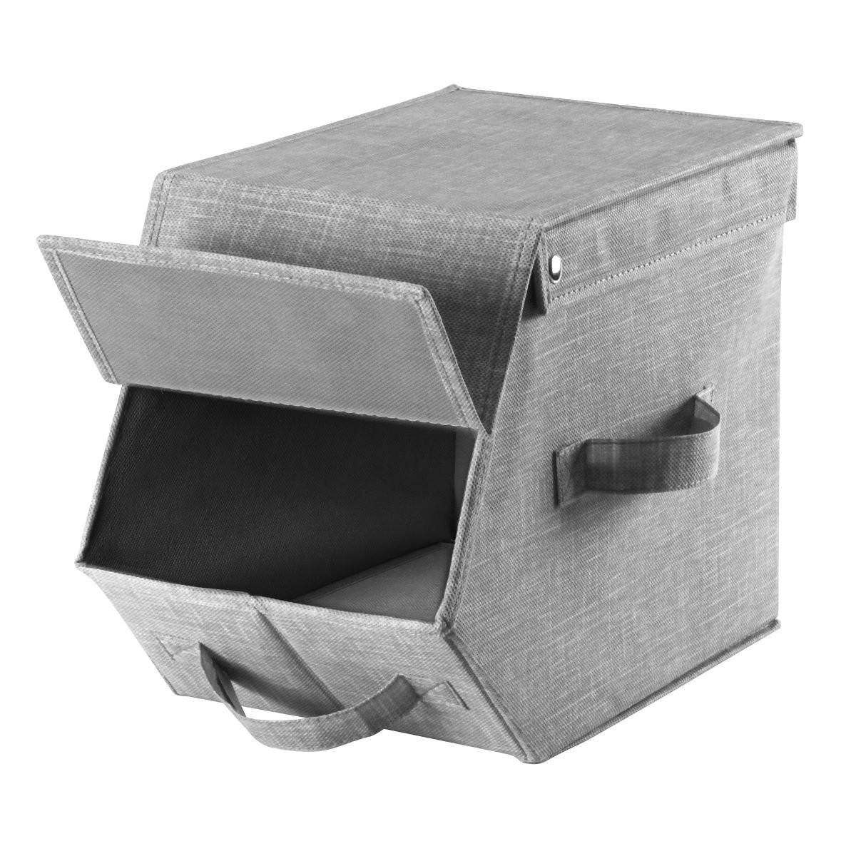 AUFBEWAHRUNGSBOX mit Deckel und Klappdeckel - L19 cm - Grau, Karton (35/24/19cm) - Calicosy