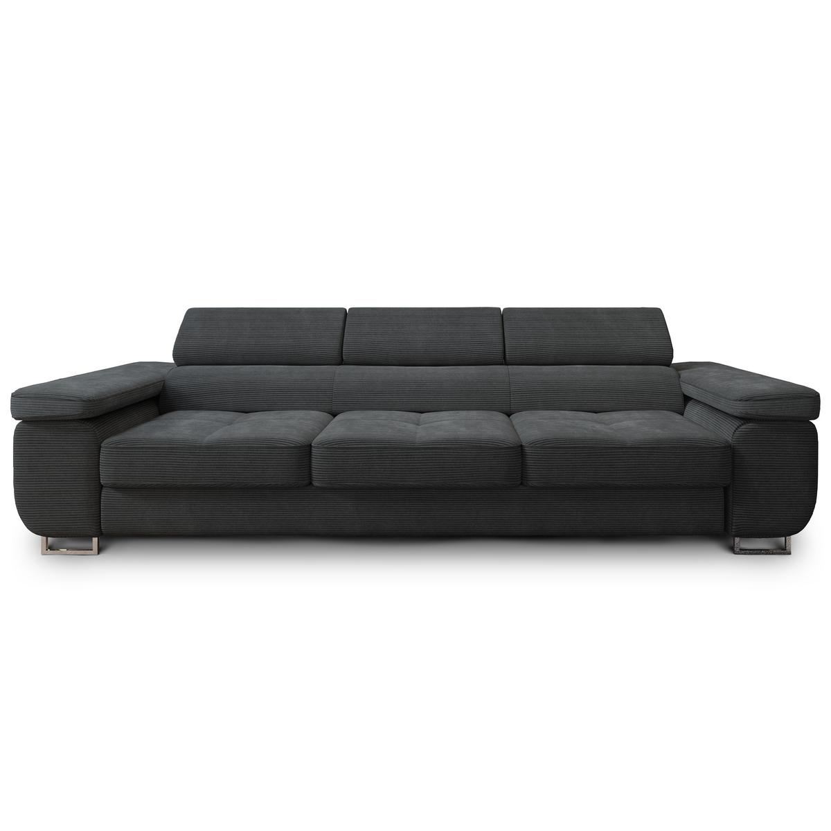 BETTSOFA MOSINE Graphitfarben Kordstoff mit Schlaffunktion - Graphitfarben, Textil (281/87/98cm) - MASSENO