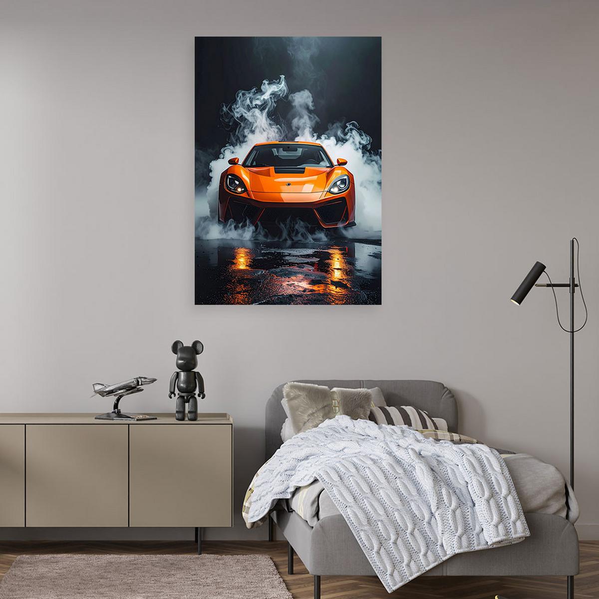 LEINWANDBILD Kraftfahrzeuge 60x90cm - Orange, Textil (60/90cm) - Feeby