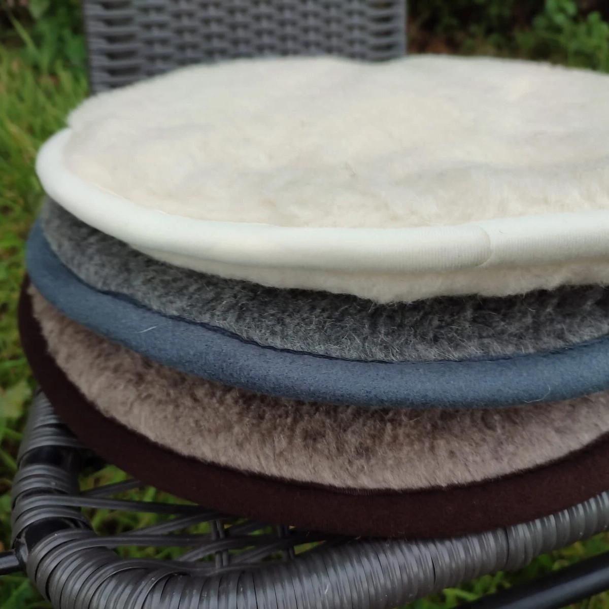 SITZKISSEN Merino Schurwolle Weiches Wollkissen Rund 40/40 cm - Braun, Fell (40/40cm) - Provellus