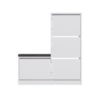 SCHUHSCHRANK 4 Türen L105 cm - Dude - Weiß, Holzwerkstoff (105/118.5/26cm) - Calicosy