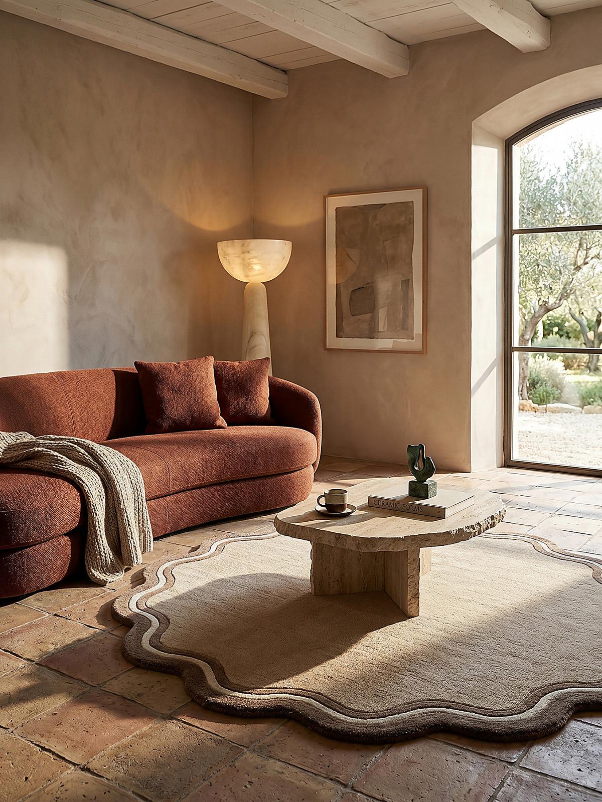 TEPPICH aus Wolle WINCH in Natur, mit Bordüre, Ø 180 cm - Beige, Textil (180/180cm) - KADIMA DESIGN