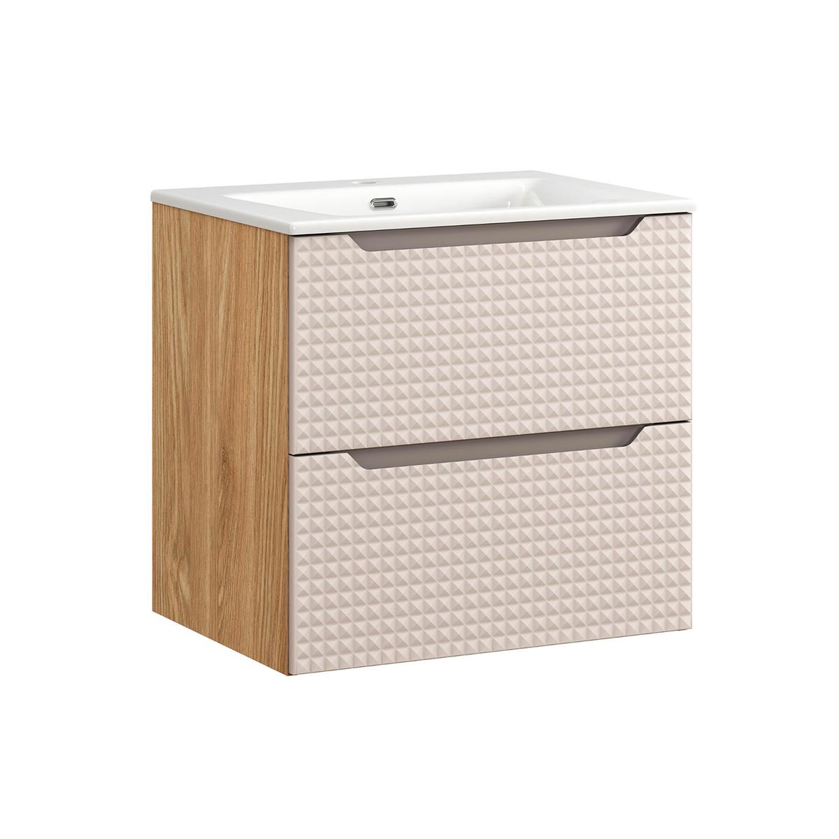 BADMÖBEL 61cm Mallory 2er-Set Beige und Holz - Braun, Holzwerkstoff (61/57/46cm) - Petits-meubles