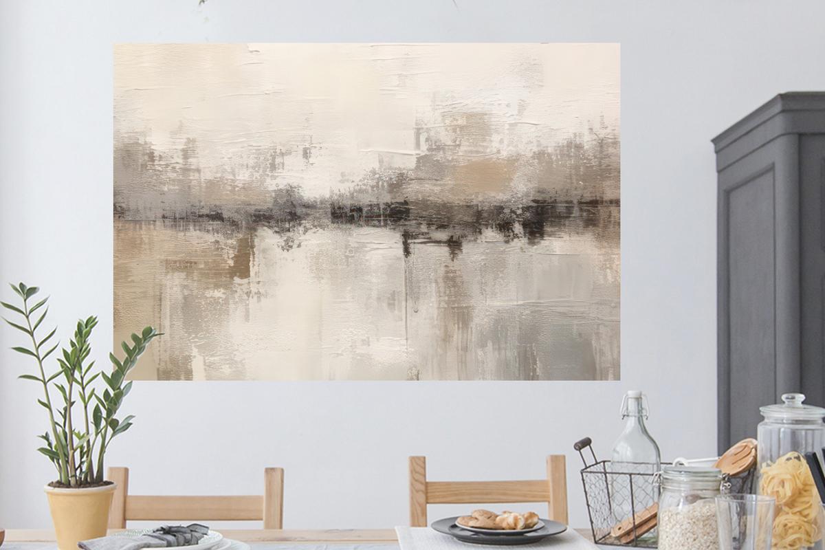 WANDTATTOO Moderne Kunst - Abstrakt - Beige Wandsticker 120x80 cm - Beige, Kunststoff (120/80/0.1cm) - MuchoWow