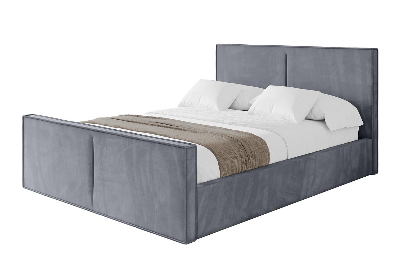 POLSTERBETT mit Bettkasten, Fußteil und Lattenrost, Boxbett mit Matratze H3/H4 - VANTO-Z 180x200 Grau - Grau, Holzwerkstoff/Textil (180/200cm) - ALTDECOR