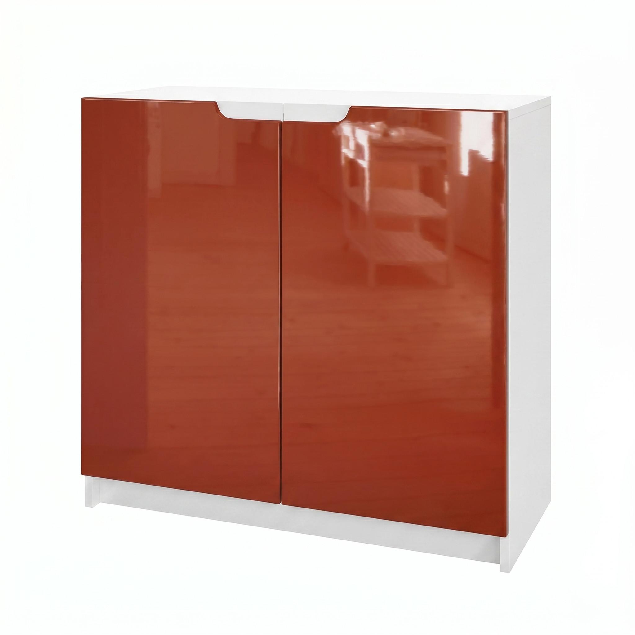 KOMMODE Logan Fronten in Bordeaux Hochglanz - Bordeaux, Holzwerkstoff (82/78/37cm) - Vladon