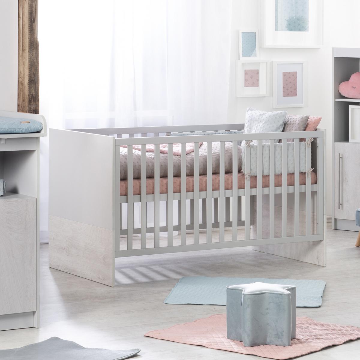 BABYZIMMER-SET Maren 2 mit breiter Wickelkommode 2-teilig - Hellgrau, Holzwerkstoff (76/80/142cm) - Roba
