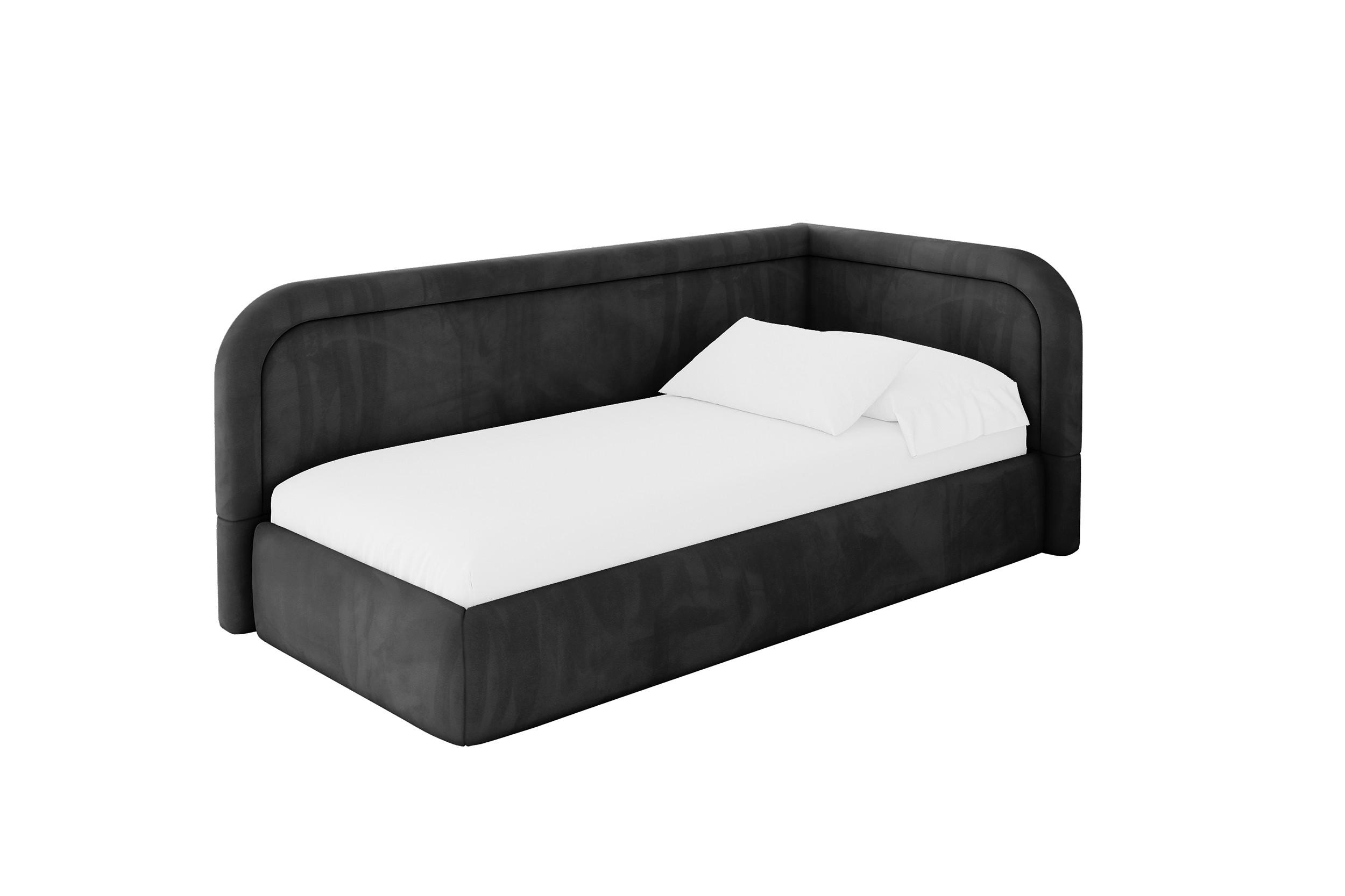 EINZELLBETT Jugendbett mit Bettkasten, Links - JOVY 100x200 Schwarz - Schwarz, Holzwerkstoff/Textil (100/200cm) - ALTDECOR