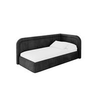 EINZELLBETT Jugendbett mit Bettkasten und Matratze H3/H4, Links - JOVY 80x200 Schwarz - Schwarz, Holzwerkstoff/Textil (80/200cm) - ALTDECOR