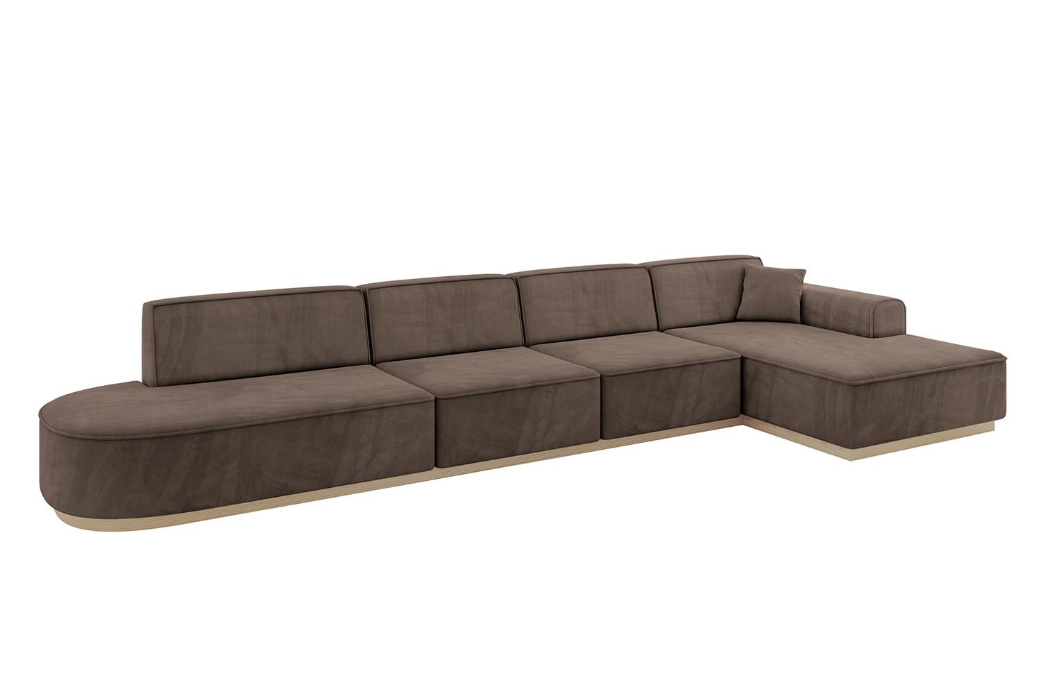 ECKSOFA Ottomane Rechts IREA-L3 - 412x165x80 cm Braun - Braun, Holzwerkstoff/Textil (412/165cm) - ALTDECOR