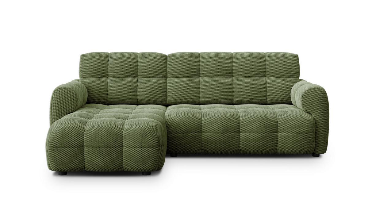 ECKSOFA MELLOW 3-Sitzer, olive - Schwarz/Grün, Holz/Textil (232/156cm) - Wozimo