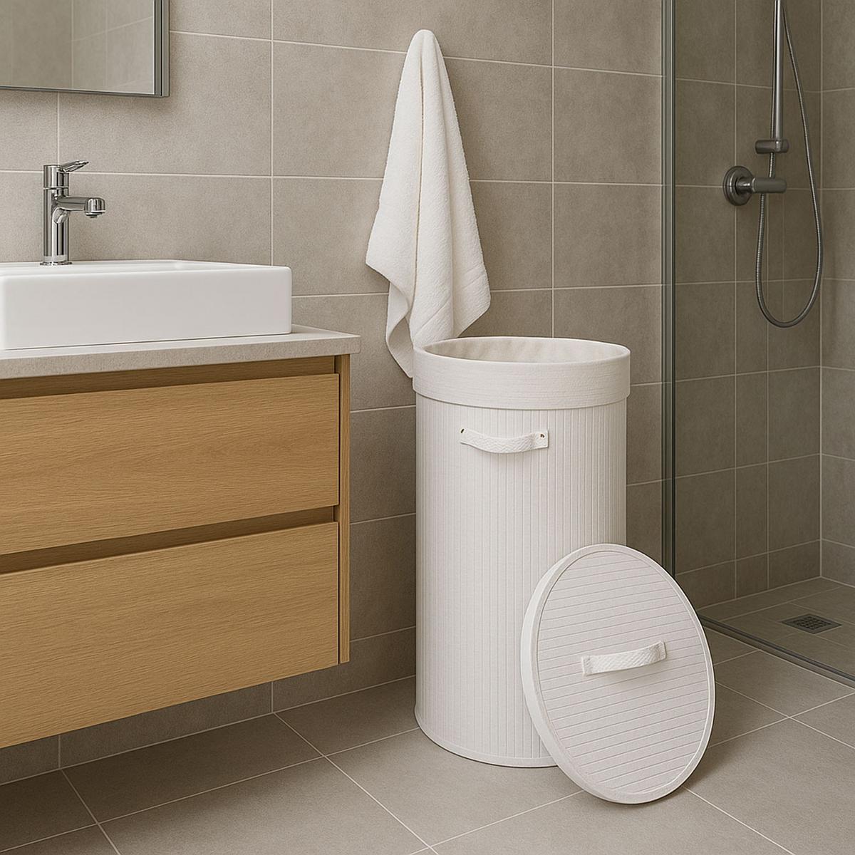 WÄSCHEKORB Weiß, Cremeweiß - Creme/Weiß, Holz (35/59/35cm) - MCW