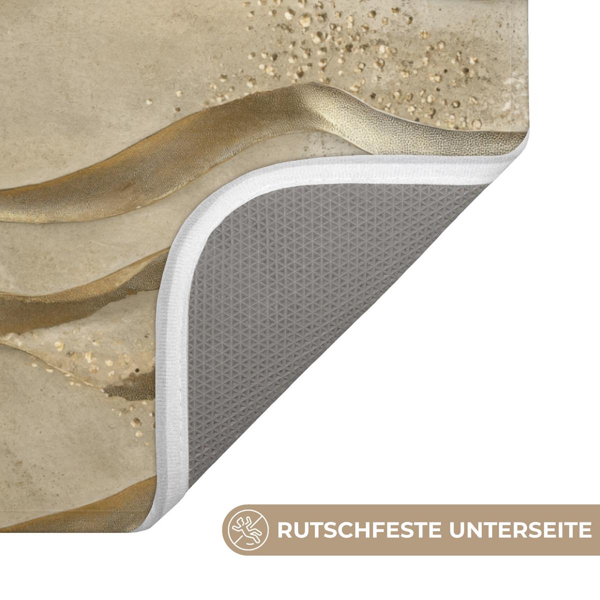 WC-VORLEGER Wellen - Muster - Gold Toilettenvorleger 55x60 cm - Messingfarben, Textil (55/1cm) - OnlyWow