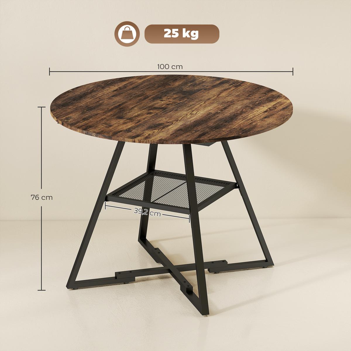 ESSTISCH Spanplatte Metall Rustikal Braun - Braun, Holzwerkstoff (100/100/76cm) - HOMCOM
