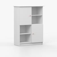 REGAL OLAF I 95cm/130cm/43cm Weiß, Griff Rosa - Weiß/Rosa, Holzwerkstoff/Metall (95/130/43cm) - imoebel24