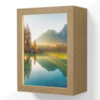 WANDLEUCHTE See - Wald - Berge - Natur - Sonne - Landschaft 15x20 cm - Grün, Holzwerkstoff (15/20/8cm) - OnlyWow