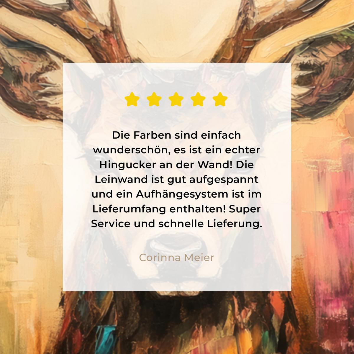 LEINWANDBILD Hirsch - Gemalt - Geweih - Braun Deko Wohnzimmer 20x20 cm - Haselnussfarben, Textil (20/20cm) - MuchoWow