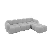 ECKSOFA modulares Sofa Rechts Miko-L2 302x205x75 Hellgrau Bouclé - Edelstahlfarben/Schwarz, Holzwerkstoff/Kunststoff (302/205cm) - ALTDECOR