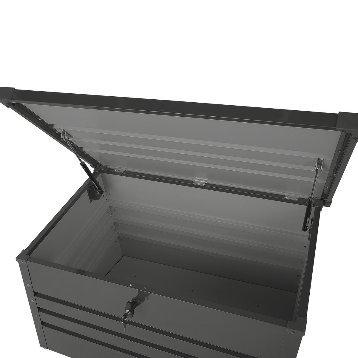 AUFLAGENBOX Stahl graphitgrau 100/62 cm Cebrosa - Graphitfarben, Metall (100/64/62cm) - Beliani
