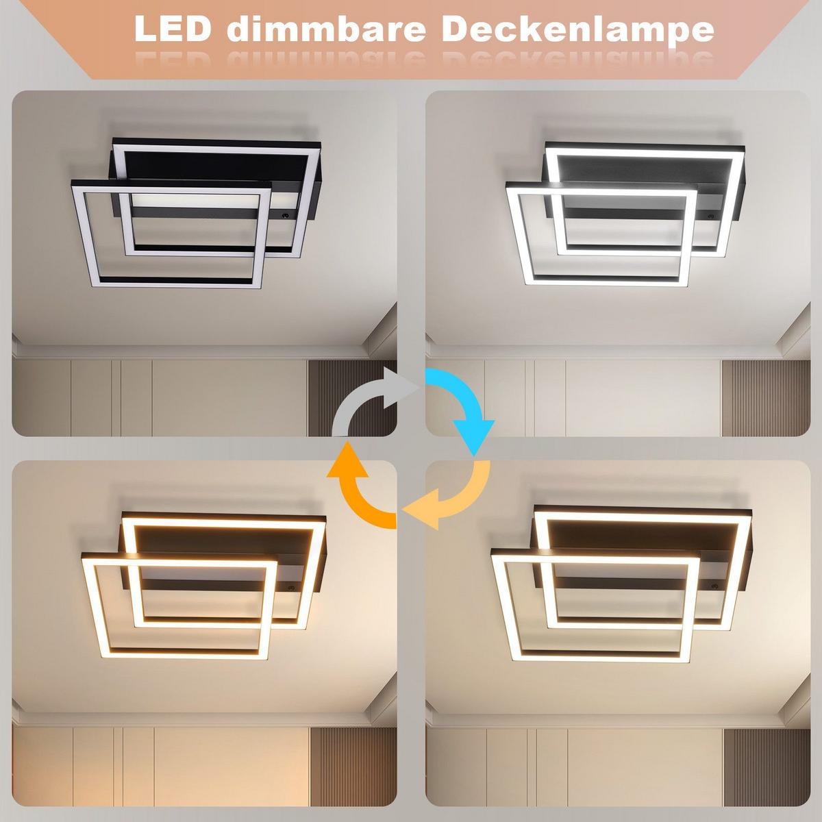 LED-DECKENLEUCHTE Lowman 37/36/7.5cm - Schwarz, Metall (36/37/7.5cm) - Nettlife